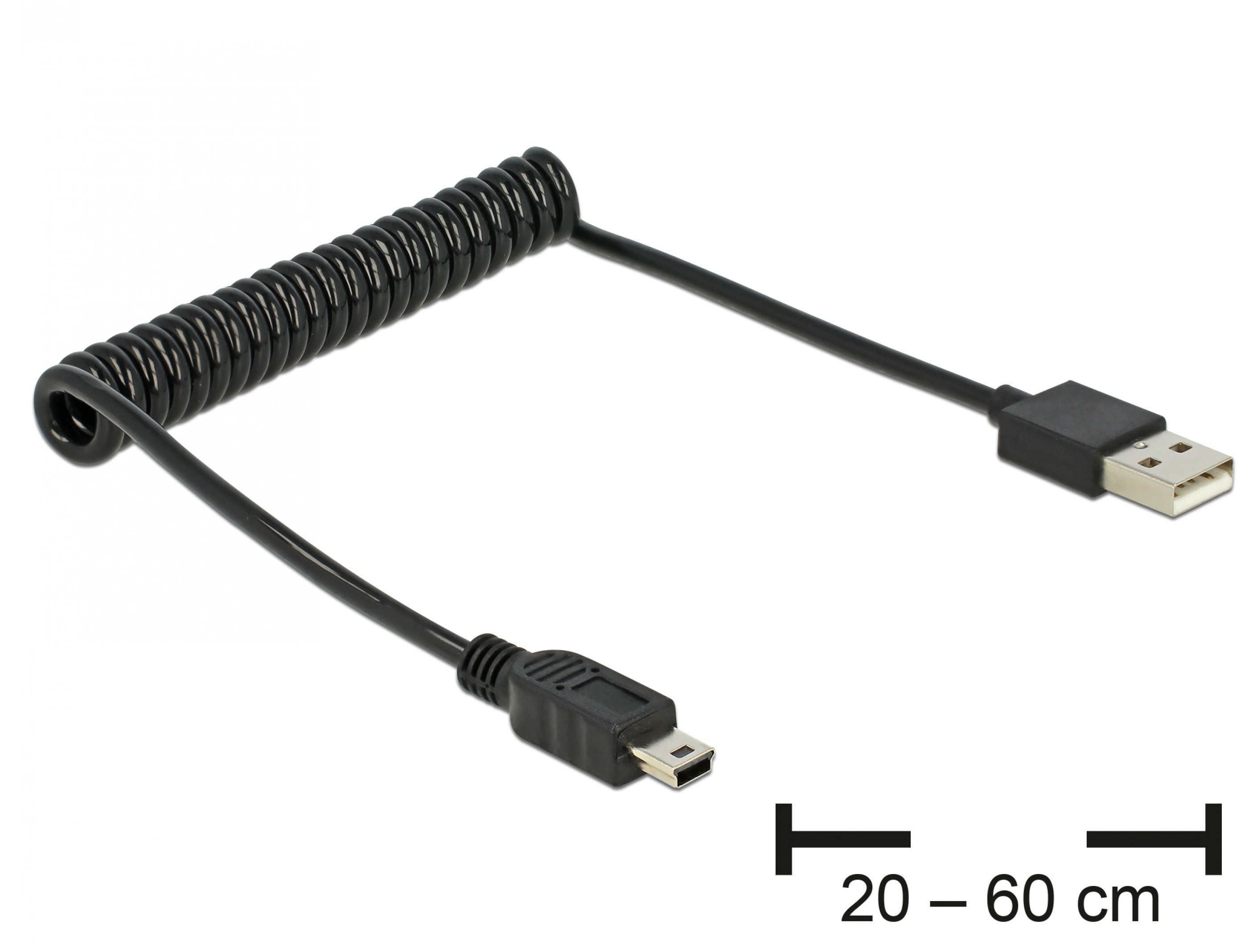 surround Vigilance In detail Cablu USB 2.0 A la mini USB B T-T spiralat, Delock 83164