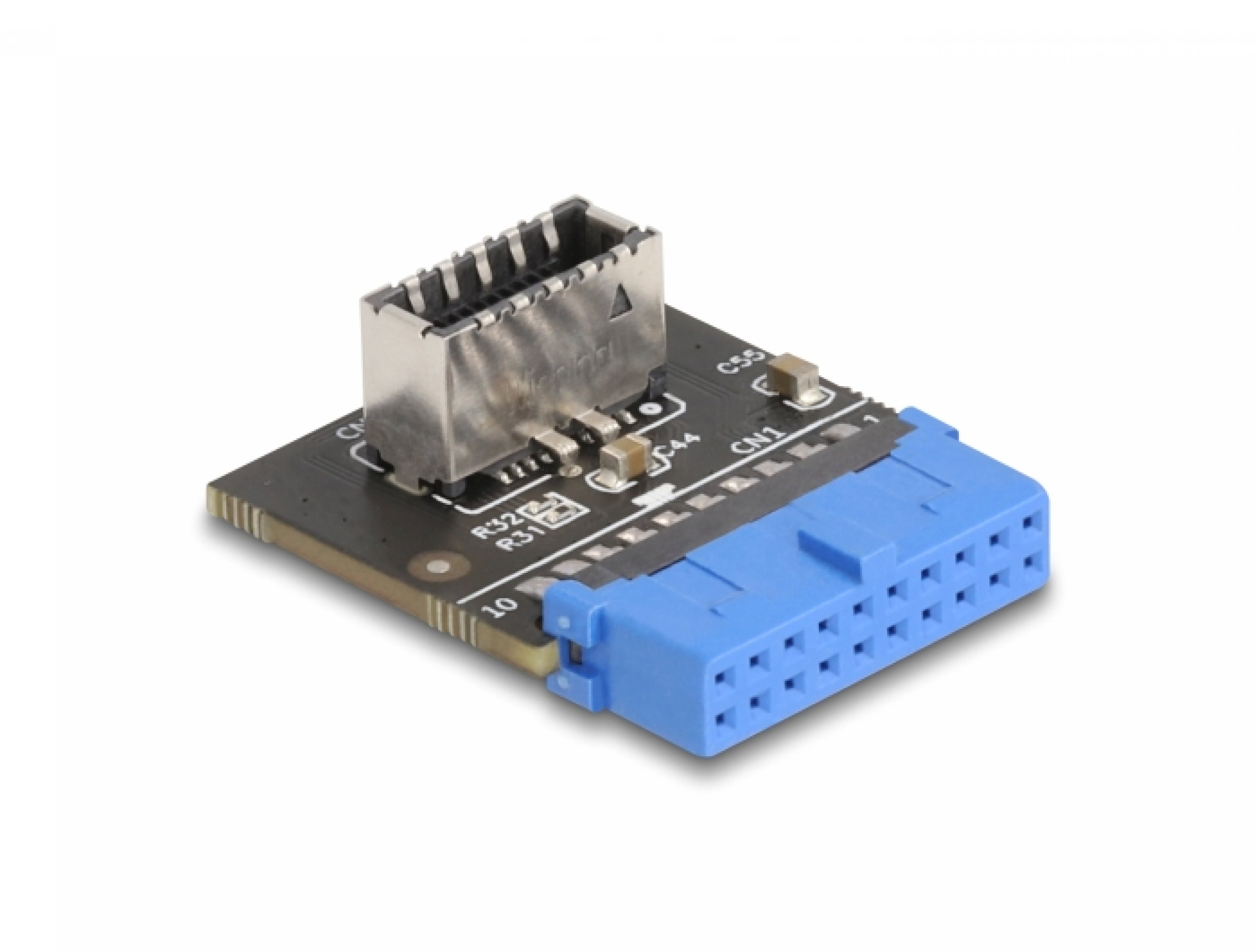 Adaptor USB 3.2 pin header 19 pini la USB Type E Key A unghi 90 grade M ...