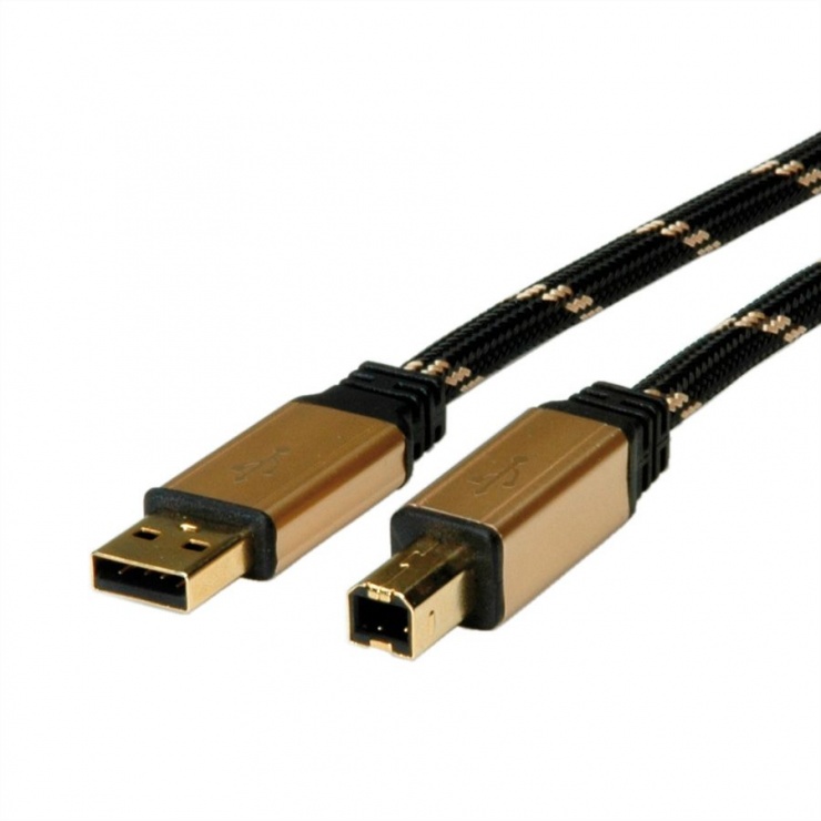 Cablu imprimanta USB 2.0 A-B T-T 4.5m Gold, Roline 11.02.8805 11.02.8805