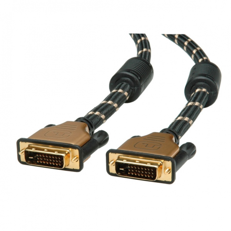 Cablu DVI-D 24+1 pini Dual Link GOLD 2m T-T, Roline 11.04.5512
