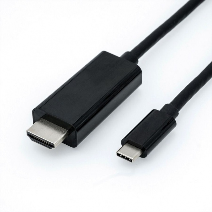 Cablu USB tip C la HDMI 4K@60 Hz T-T 1m Negru, Roline 11.04.5840 11.04.5840 imagine noua 2022