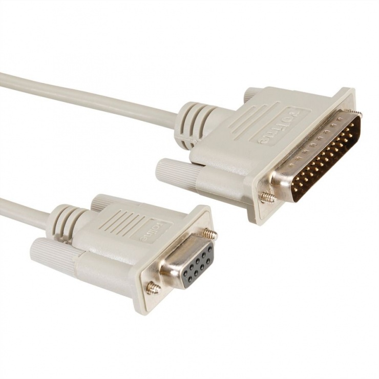 Cablu modem 9 pini la 25 pini M-T Alb 3m, Roline 11.01.4530 conectica.ro