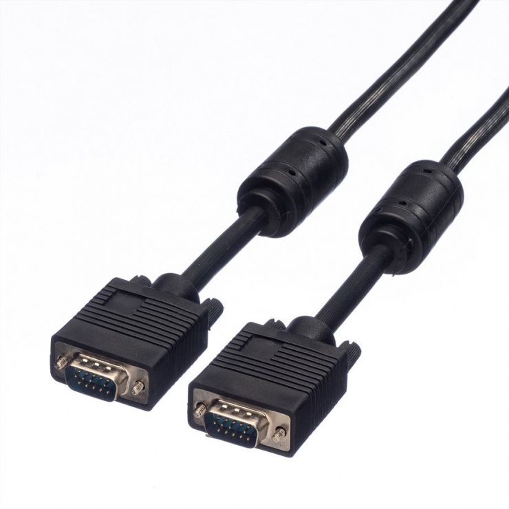 Cablu High Quality VGA 14 pini T-T ecranat + ferita 10m, Roline 11.04.5260 10m imagine noua