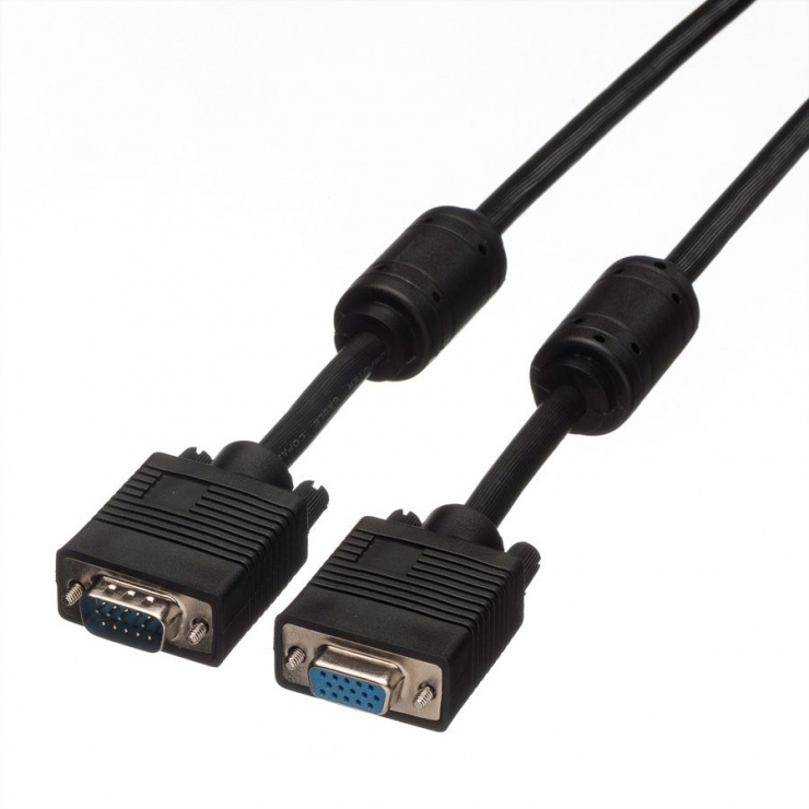 Cablu prelungitor VGA High Quality T-M ecranat+ ferita 6m, Roline 11.04.5356 11.04.5356