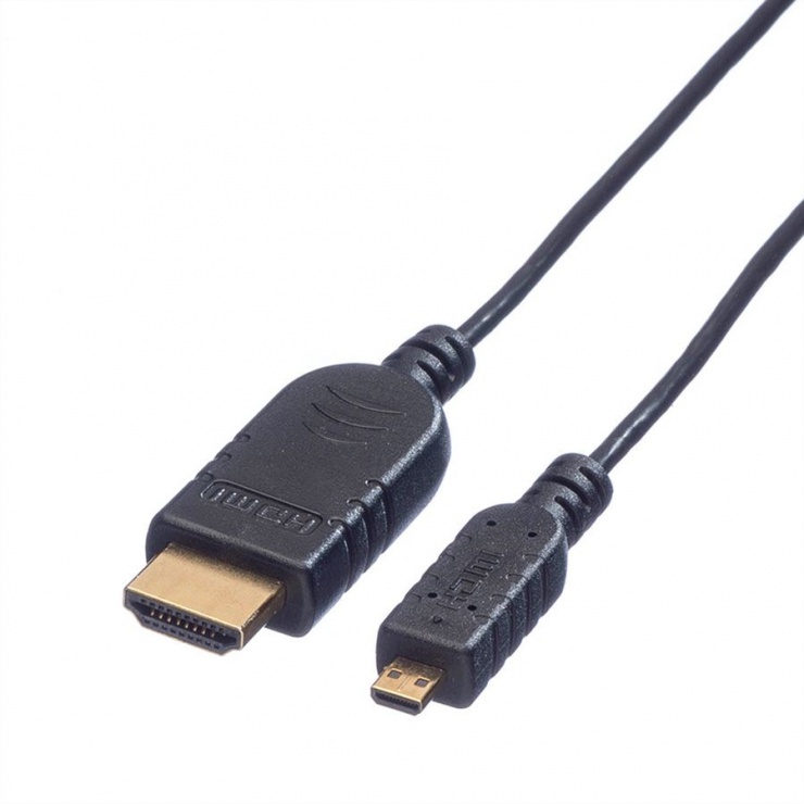 Cablu slim hdmi la micro hdmi-d v1.4 1.2m, roline 11.04.5631