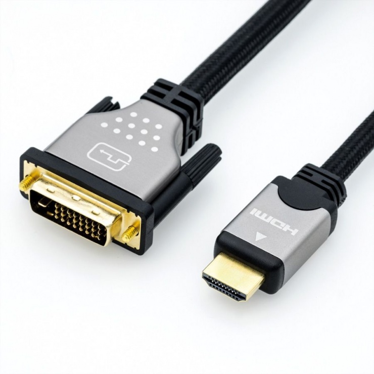 Cablu HDMI la DVI-D 24+1 pini T-T 2m, Roline 11.04.5871 11.04.5871