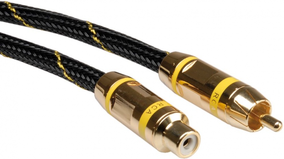 Cablu GOLD prelungitor audio RCA galben T-M 10m, Roline 11.09.4296 imagine noua