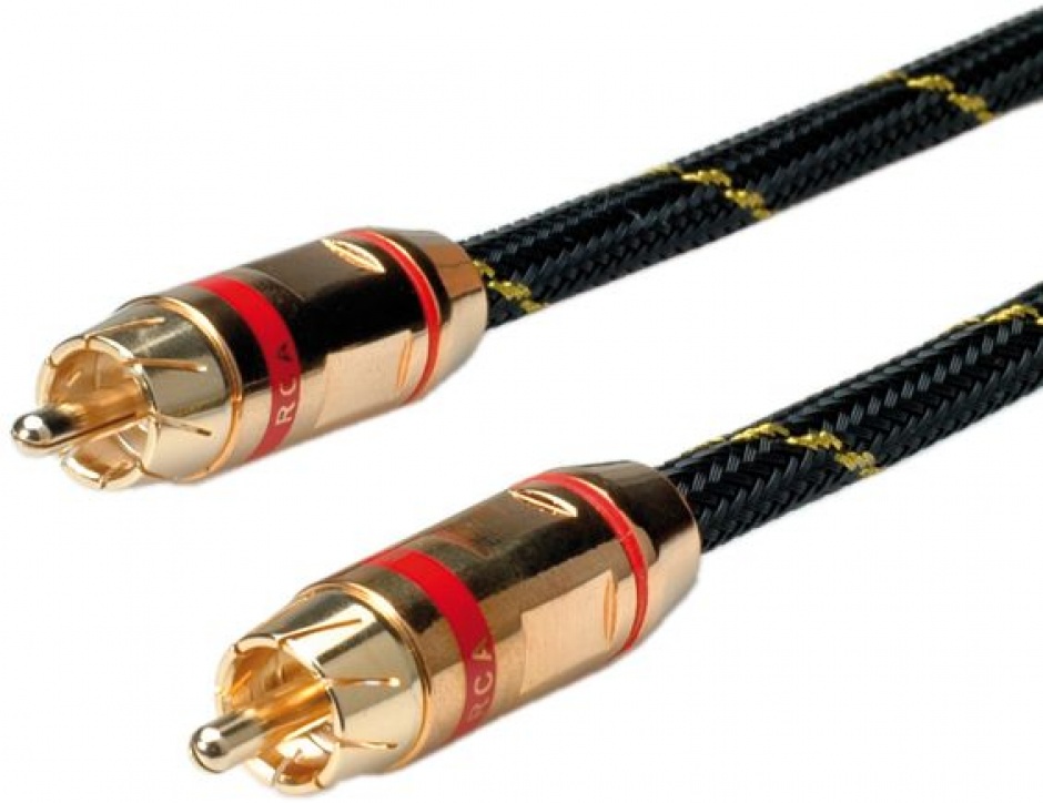 Cablu GOLD audio RCA simplex rosu T-T 2.5m, Roline 11.09.4231 11.09.4231 imagine noua 2022