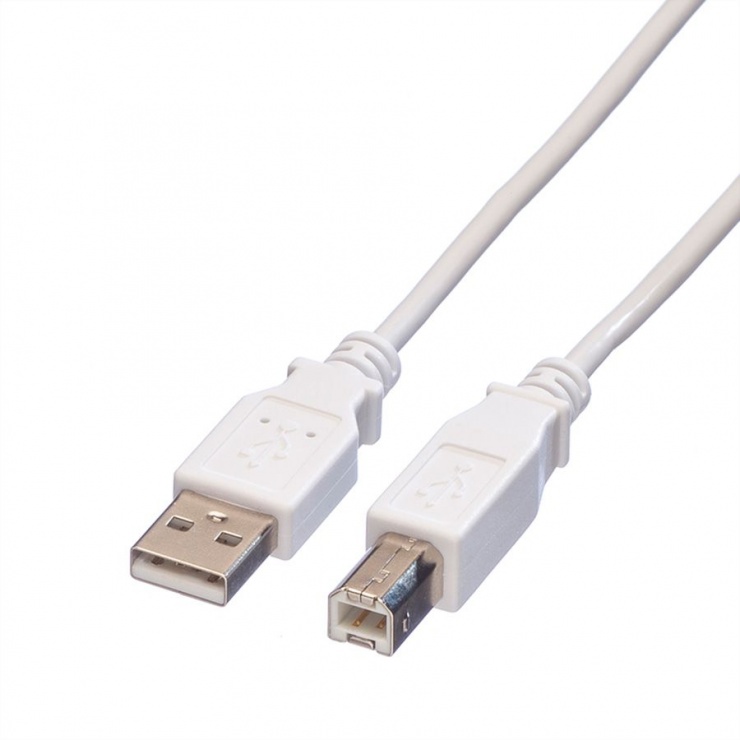 Cablu USB 2.0 tip A-B 0.8m alb, Value 11.99.8809 0.8m
