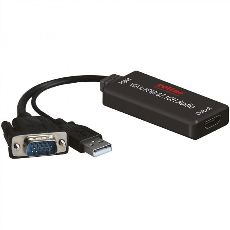 Convertor VGA la HDMI cu audio 7.1, Roline 12.03.3119 conectica.ro imagine noua tecomm.ro