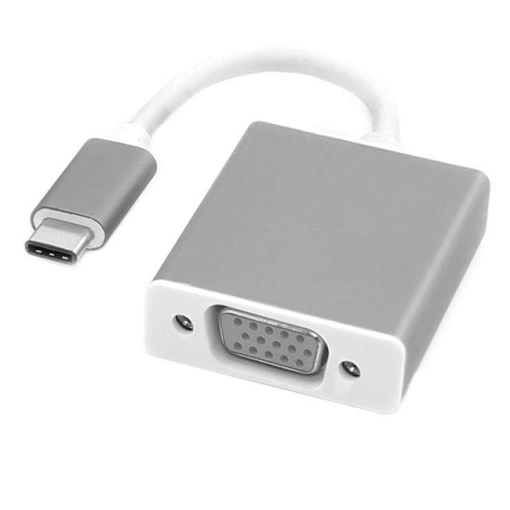 Adaptor USB 3.1 tip C la VGA T-M Aluminiu, Roline 12.03.3200 Roline 12.03.3200 imagine 2022 3foto.ro