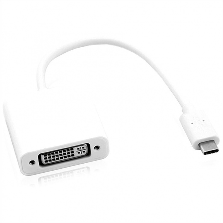 Adaptor USB tip C la DVI-D 24+1 pini T-M 10cm, Roline 12.03.3205 imagine noua