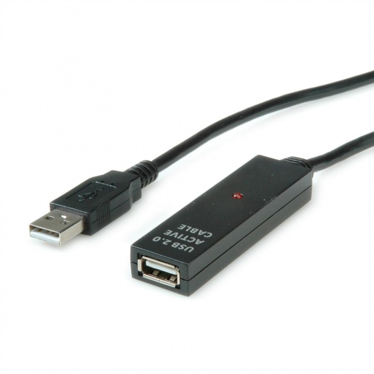 Cablu prelungitor USB 2.0 activ T-M 30m, Value 12.99.1111 12.99.1111