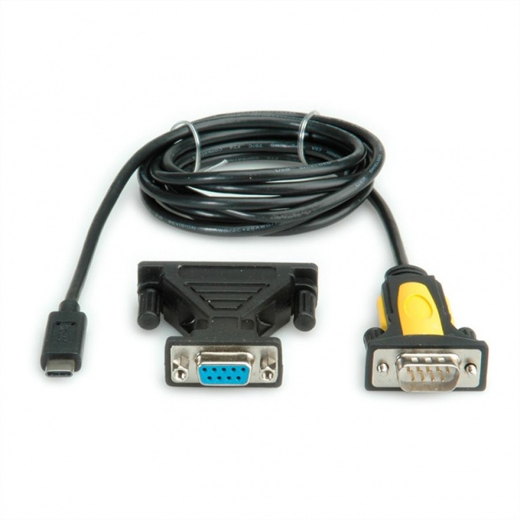 Cablu USB tip C la serial RS232 + adaptor 25 pini 1.8m, Value 12.99.1161 imagine noua