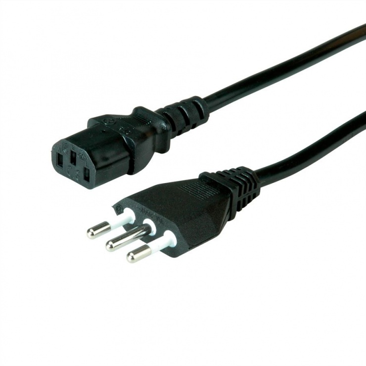 Cablu de alimentare CEI23-50 Italy la C13 10A negru 1.8m, Value 19.99.2072 conectica.ro
