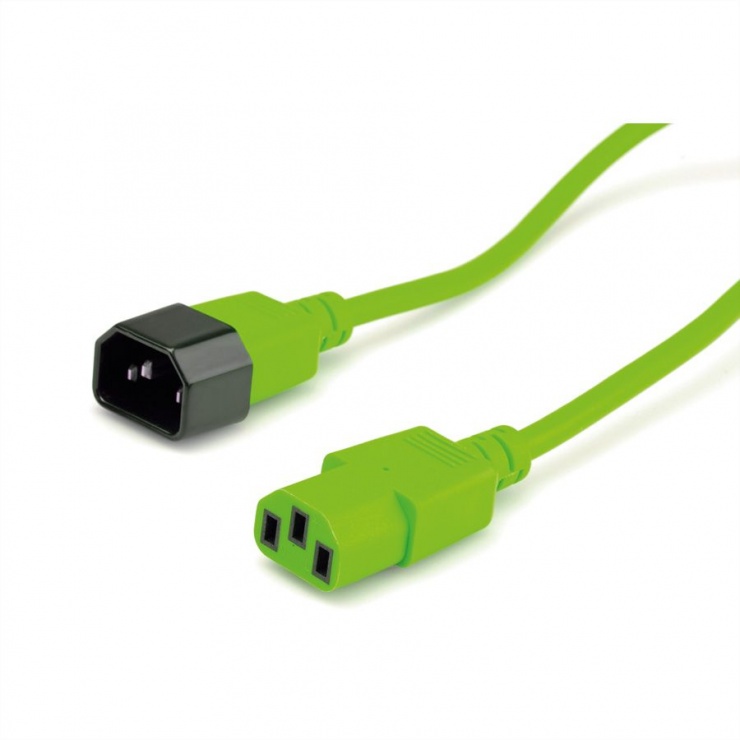 Cablu prelungitor PC C13 la C14 Verde 1.8m T-M, Roline 19.08.1523