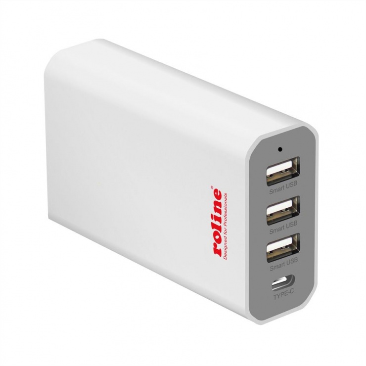 Incarcator priza poweriq cu 3 x usb-a + 1 x usb-c 40w, roline 19.11.1027