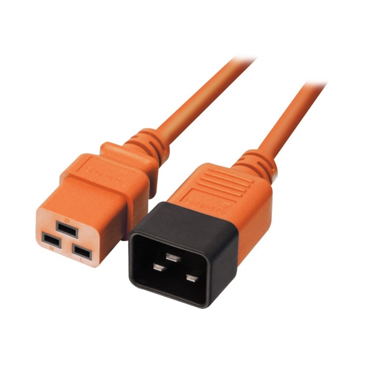 Cablu de alimentare IEC C19 la C20 3m Orange, Lindy L30128 imagine noua