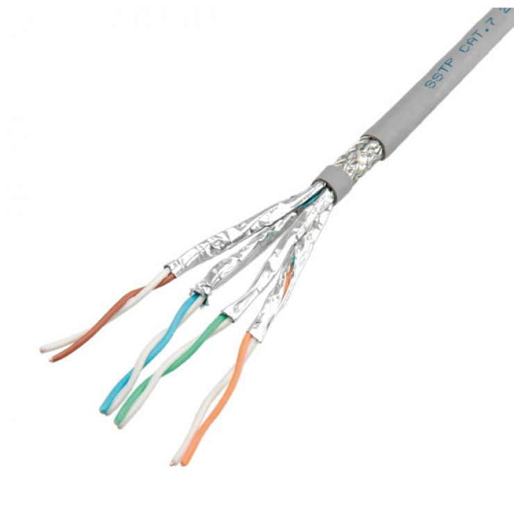Cablu S-FTP (PiMF) Cat.7, solid, 100m, Roline, 21.15.0001-5 imagine noua