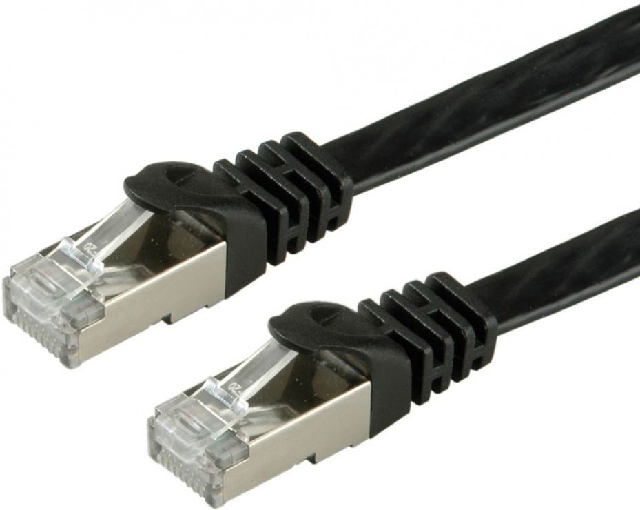 Cablu de retea FTP cat. 6 0.5m Flat Negru, Value 21.99.0970 0.5m imagine noua 2022