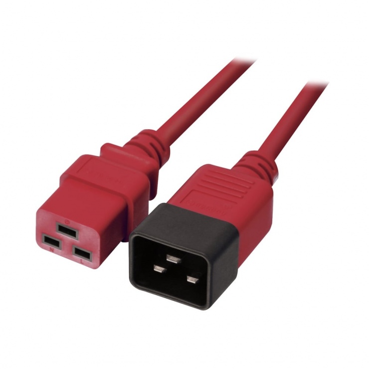Cablu de alimentare IEC C19 la C20 2m Rosu, Lindy L30124 imagine noua