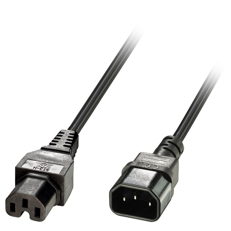 Cablu alimentare IEC C14 la IEC C15 ‘Hot Condition’ 2m, Lindy L30314 conectica.ro