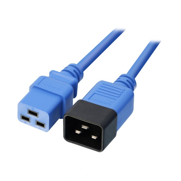 Cablu de alimentare IEC C19 la C20 2m Albastru, Lindy L30121 imagine noua