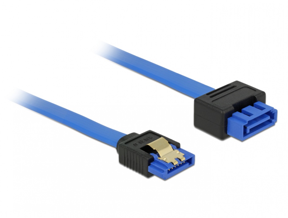 Cablu prelungitor SATA III 6 Gb/s T-M bleu latchtype 50cm, Delock 84973
