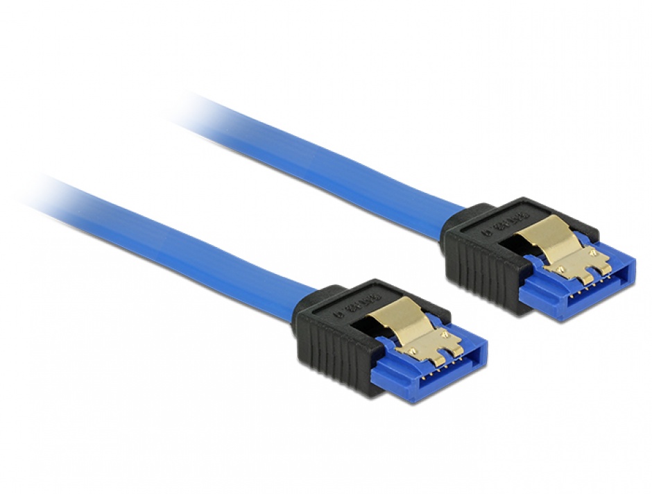 Cablu SATA III 6 Gb/s drept/drept Bleu 10cm, Delock 84976 conectica.ro