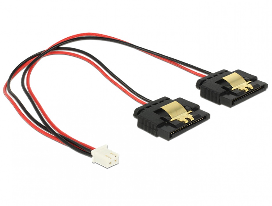 Cablu de alimentare 2 pini (Banana Pi) la 2 x SATA 15 pini 5V cu clips M-M 20cm, Delock 85249 20cm