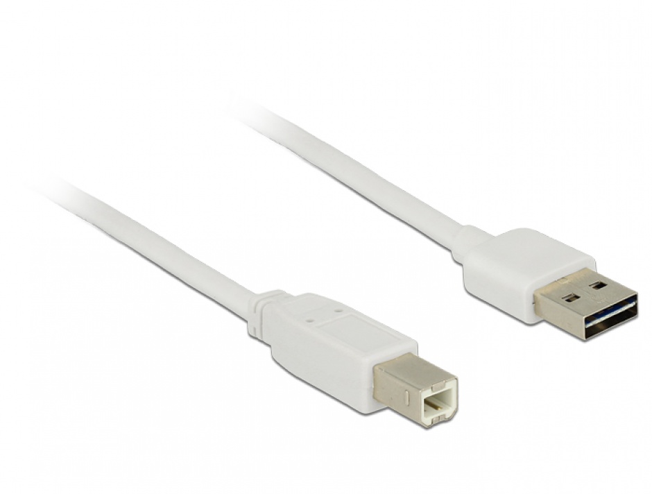 Cablu EASY-USB 2.0 tip A la USB-B T-T 5m Alb, Delock 85155 2.0