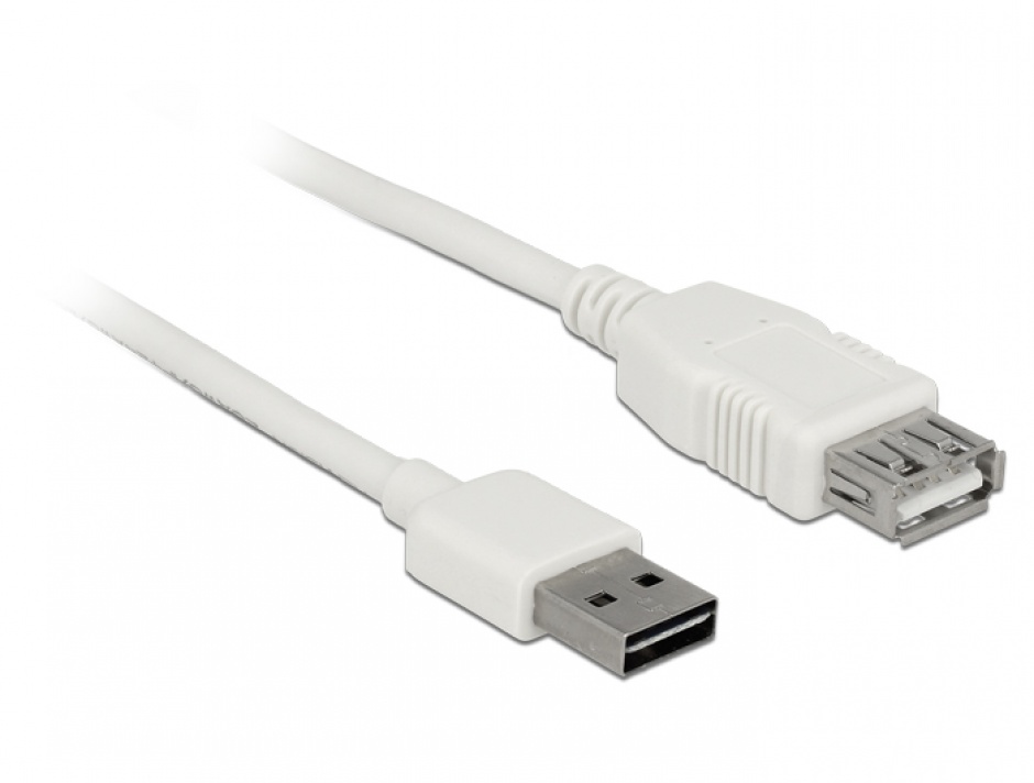 Cablu prelungitor EASY-USB 2.0 tip A T-M 5m Alb, Delock 85202 2.0