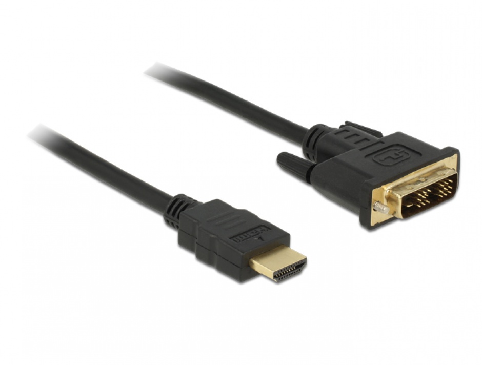 Cablu DVI-D Single Link 18+1 pini la HDMI T-T 1.5m, Delock 84674 ...