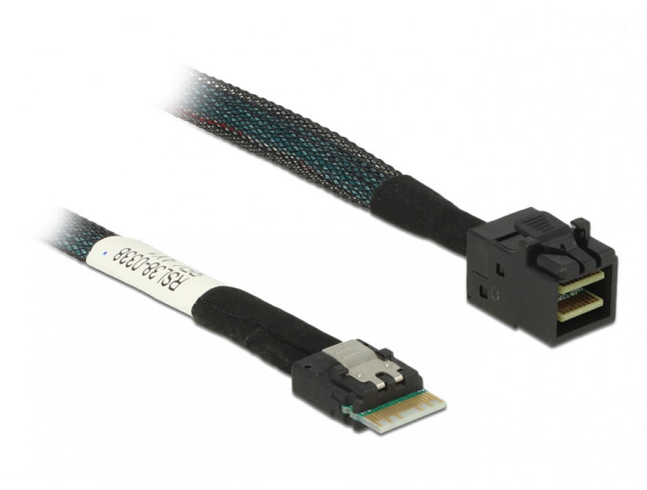 Cablu Slim SAS SFF-8654 4i la Mini SAS HD SFF-8643 50cm, Delock 85081 conectica.ro