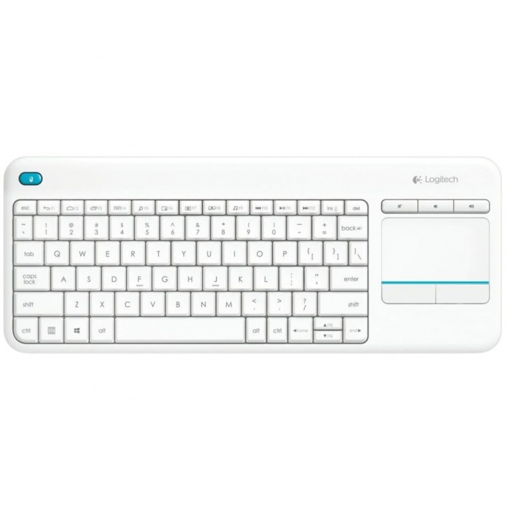 Tastatura wireless cu Touchpad K400 Plus Alb, Logitech conectica.ro