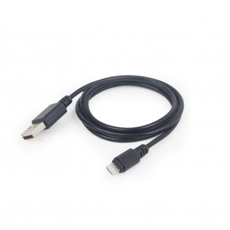 Cablu USB la iPhone Lightning 2m Negru, Gembird CC-USB2-AMLM-2m