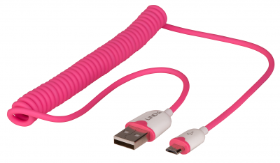 Cablu usb 2.0 la micro usb-b spiralat 1.6m pink, lindy l30925
