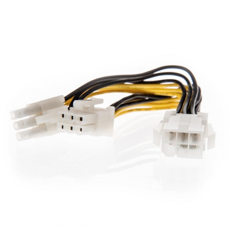 Splitter cablu alimentare pci express 6 pini 0.15m, lindy l33863