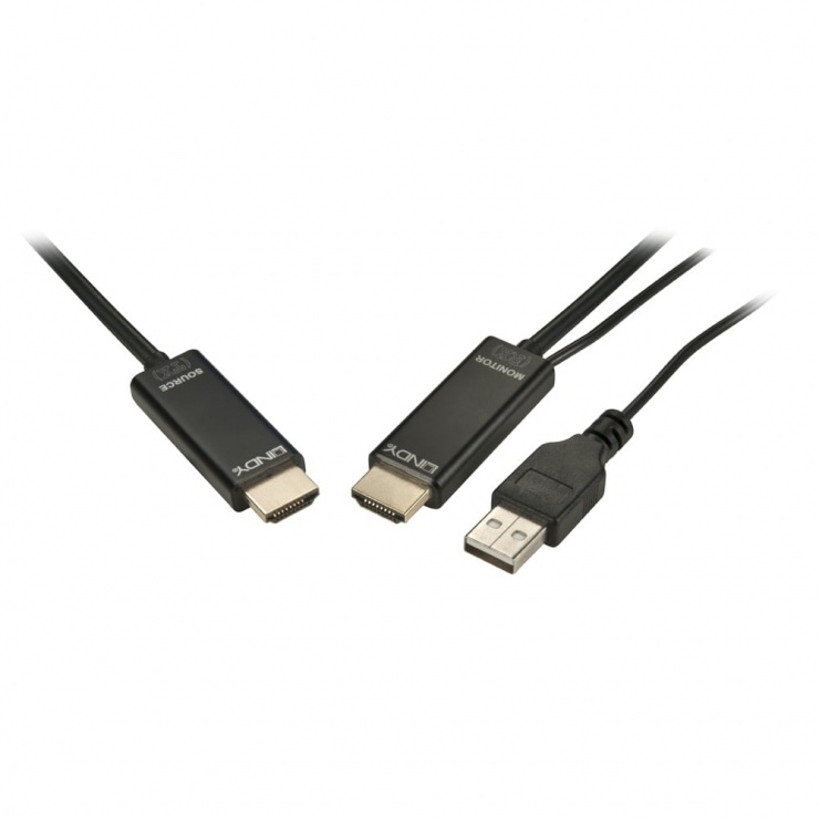 Cablu HDMI 2.0 Hybrid Fibra optica 4K T-T 10m Negru, Lindy L38274 imagine noua