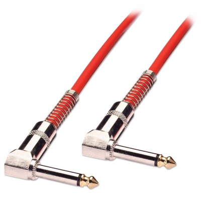 Cablu audio jack mono 6.35mm (pentru chitara) unghi 90 grade t-t 10m rosu, lindy l6069