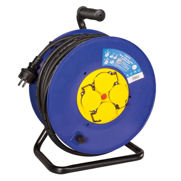 Prelungitor cablu alimentare cu 4 prize schuko uz interior/exterior ip44 50m, logilink lps503