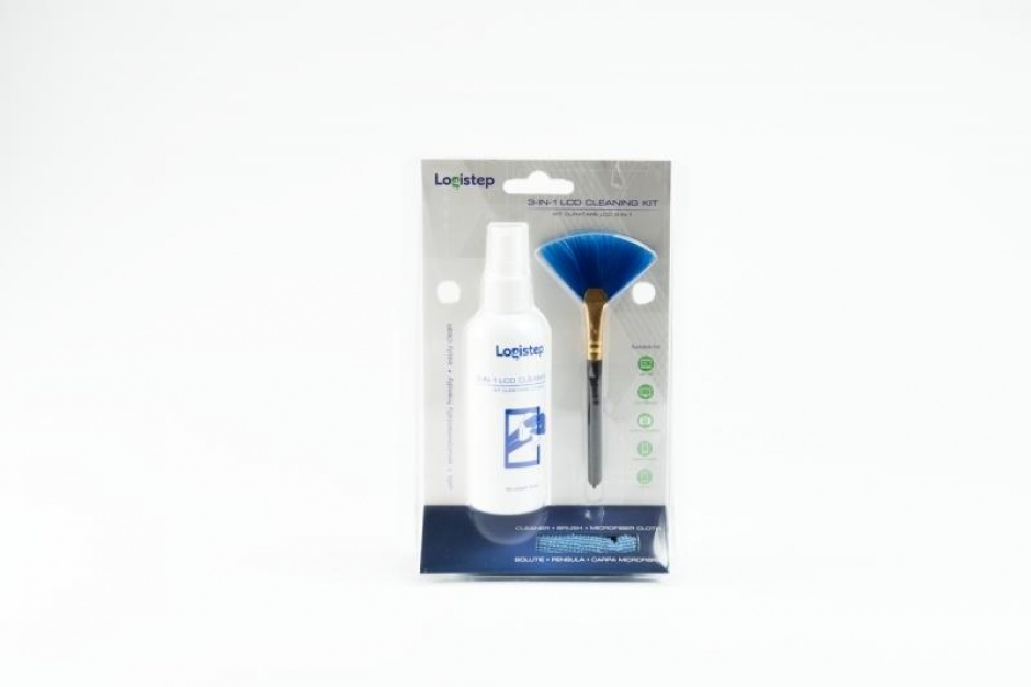 Kit curatare lcd 3-in-1 - solutie curatare, pensula, servetel microfibra, logistep lskc-029