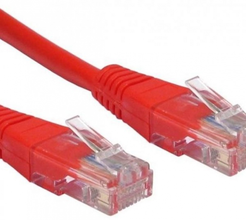 Cablu de retea UTP cat 5e 0.5m rosu, Spacer SP-PT-CAT5-0.5M-R conectica.ro