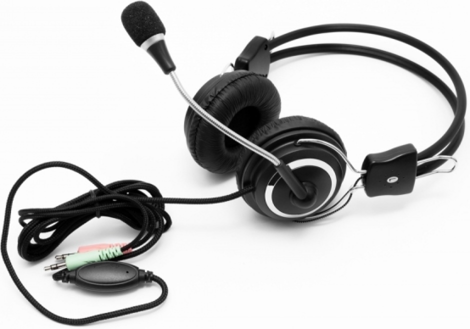 Casti cu microfon jack 3.5mm negre, spacer spc-dj001