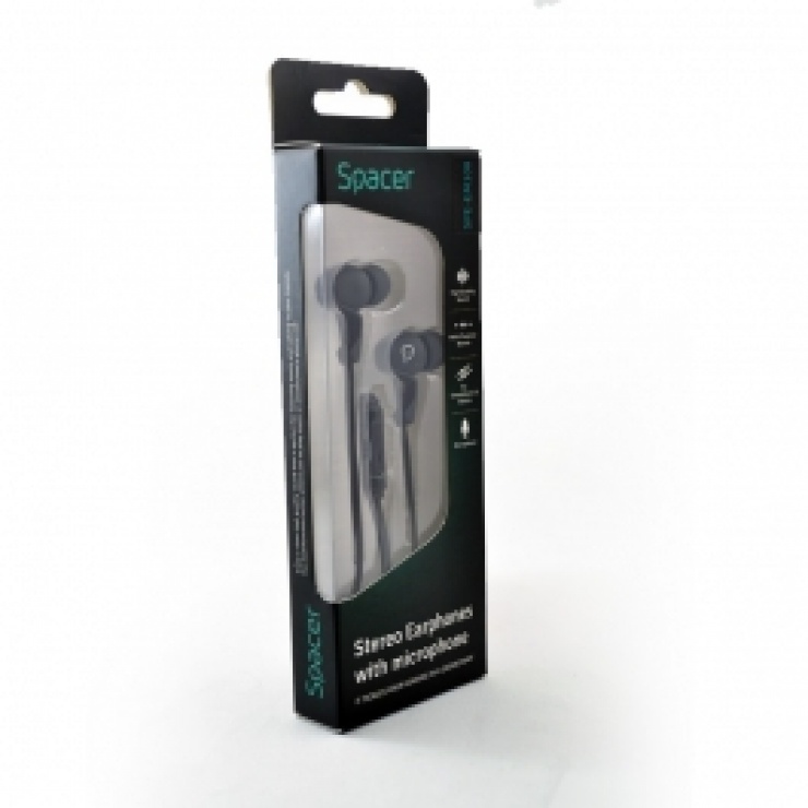 Casti interne negre cu microfon, spacer spe-em108