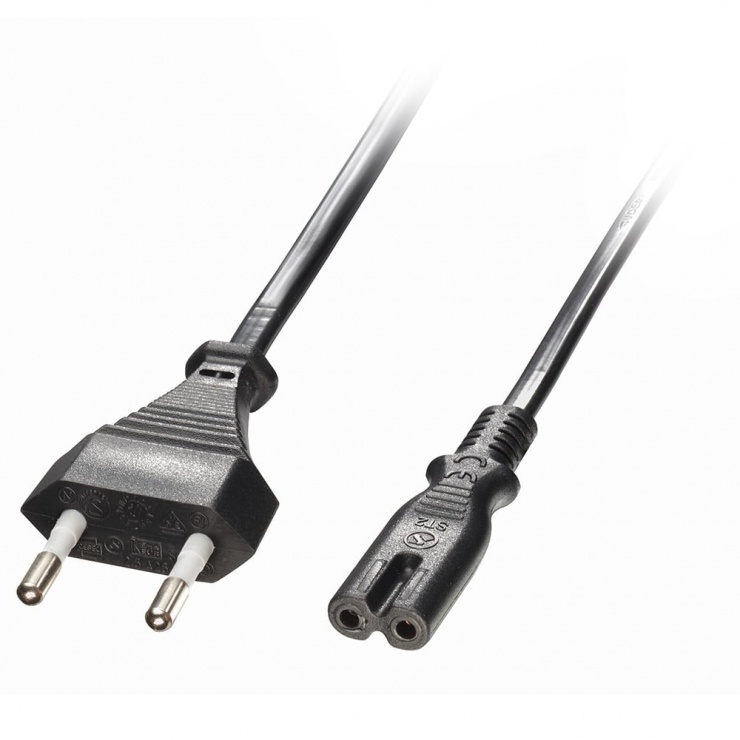 Cablu de alimentare 2 pini (casetofon) IEC C7 la Euro 2m, Lindy L30466 conectica.ro