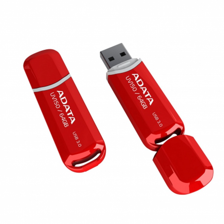 Stick USB 3.1 cu capac 64GB UV150 Rosu, ADATA AUV150-64G-RRD