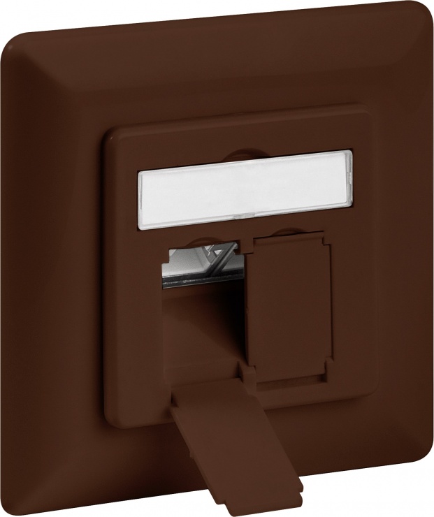 Priza de retea rj45 ecranata ingropata cat 6. maro, goobay w71581