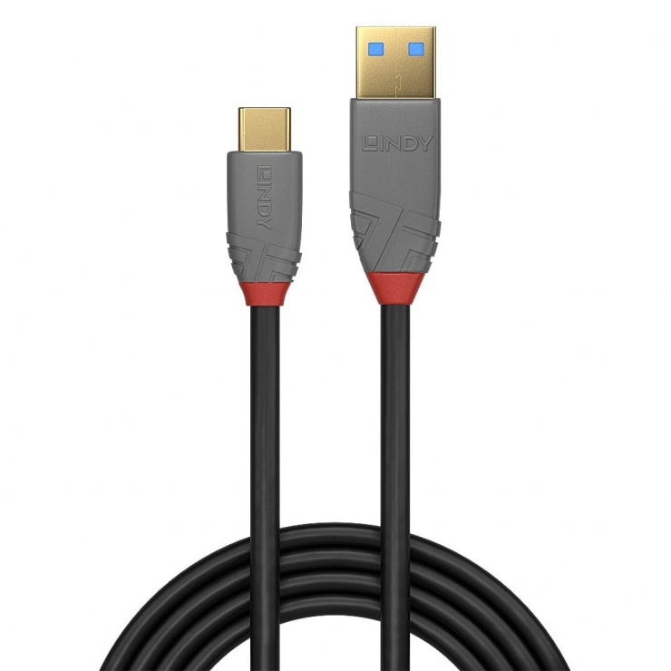 Cablu USB 3.1-A la tip C 1.5m T-T 5A PD (Power Delivery) Anthra Line, Lindy L36912 1.5m imagine noua tecomm.ro