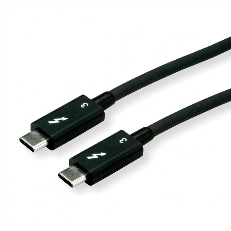 Cablu Thunderbolt 3 40Gb 5A T-T Negru 0.5m, Roline 11.02.9040 0.5m imagine noua 2022